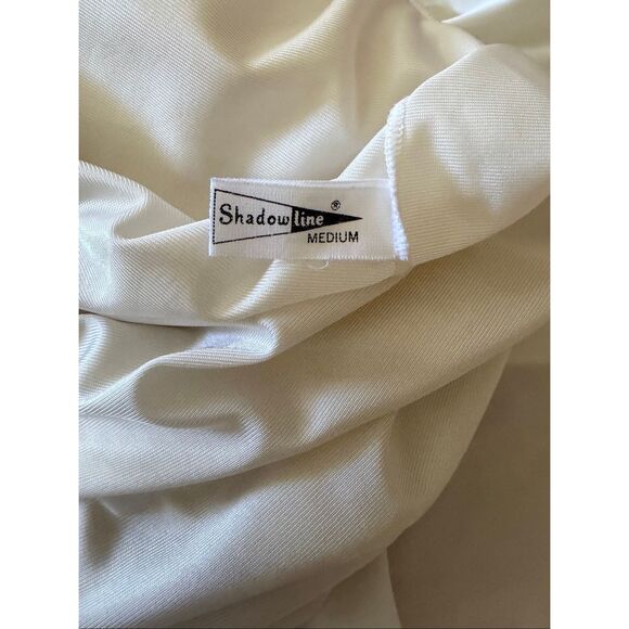 Shadowline Ivory Peignoir Robe Medium Button Front Lace Trim Vintage Nylon - Picture 7 of 8
